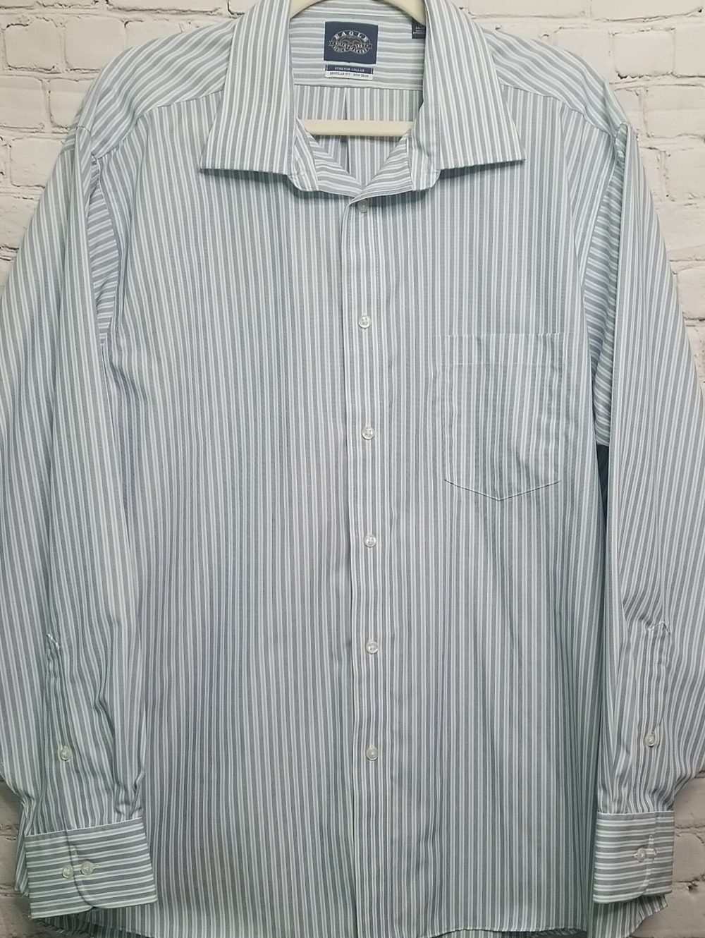 EAGLE Mens Shirt 18 100% Cotton Navy Light Blue White Stripe